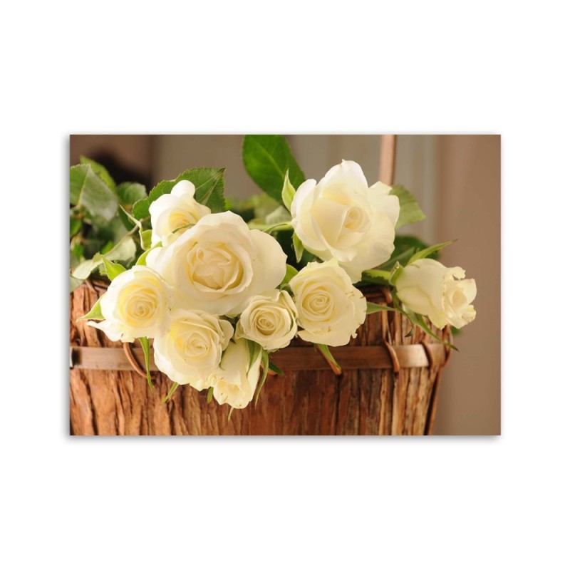 Leinwandbild - Gelbe und weiße Rosen | Feeby