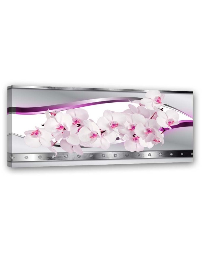 Wandbild für Wohnzimmer - Weiße rosa Orchidee | Feeby