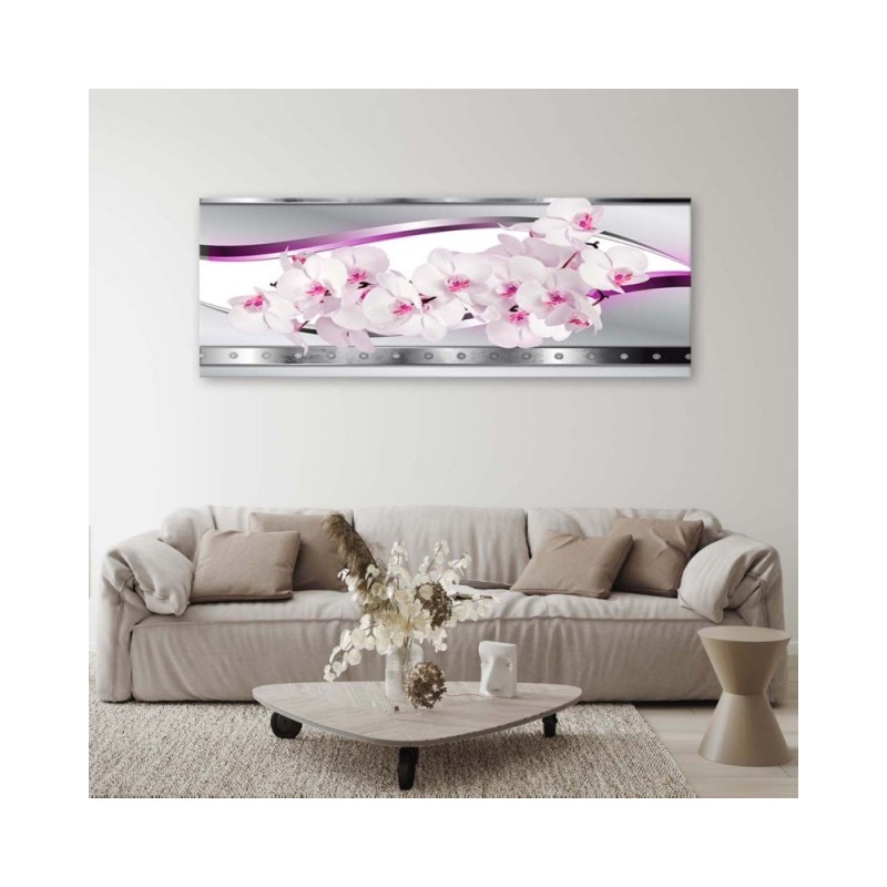 Wandbild für Wohnzimmer - Weiße rosa Orchidee | Feeby