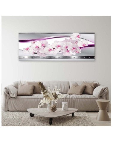 Wandbild für Wohnzimmer - Weiße rosa Orchidee | Feeby