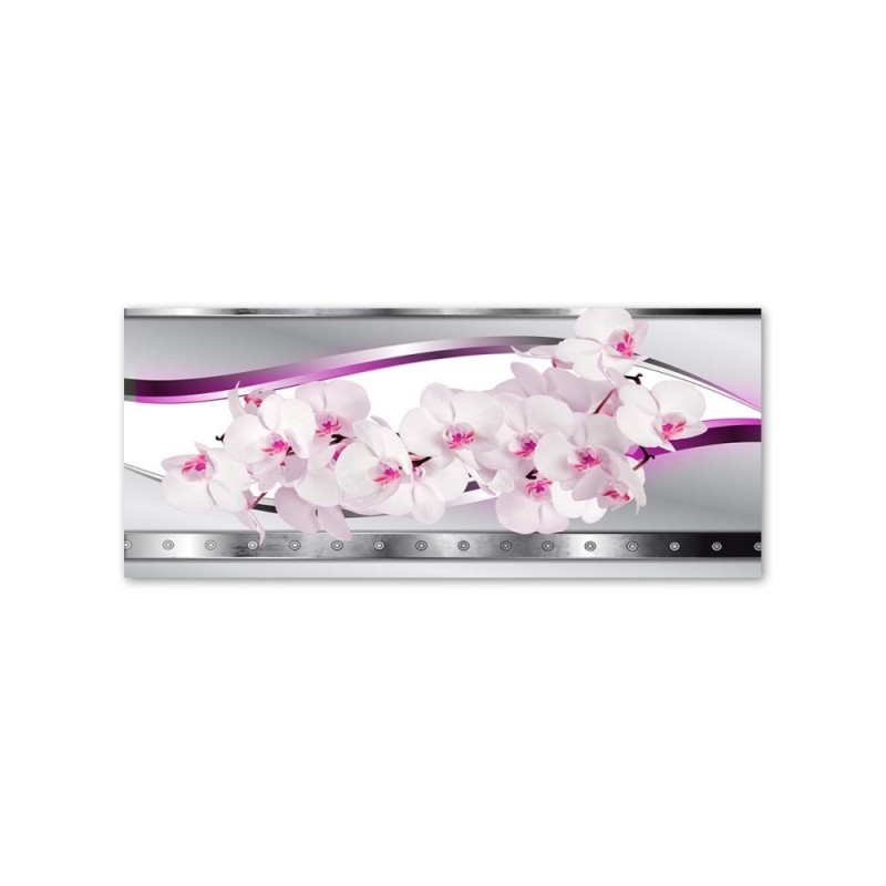 Wandbild für Wohnzimmer - Weiße rosa Orchidee | Feeby