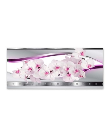 Wandbild für Wohnzimmer - Weiße rosa Orchidee | Feeby