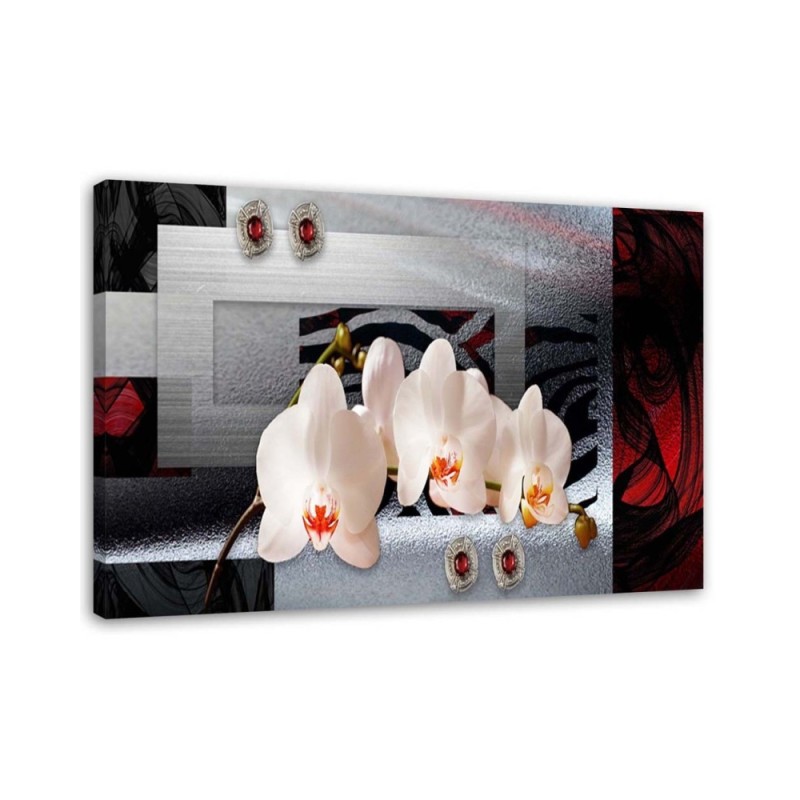 Bild - Weiße Orchidee auf geometrischem Hintergrund | Feeby