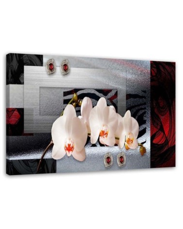 Canvas painting White orchid on geometric background | FEEBY
