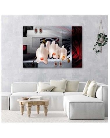 Bild - Weiße Orchidee auf geometrischem Hintergrund | Feeby