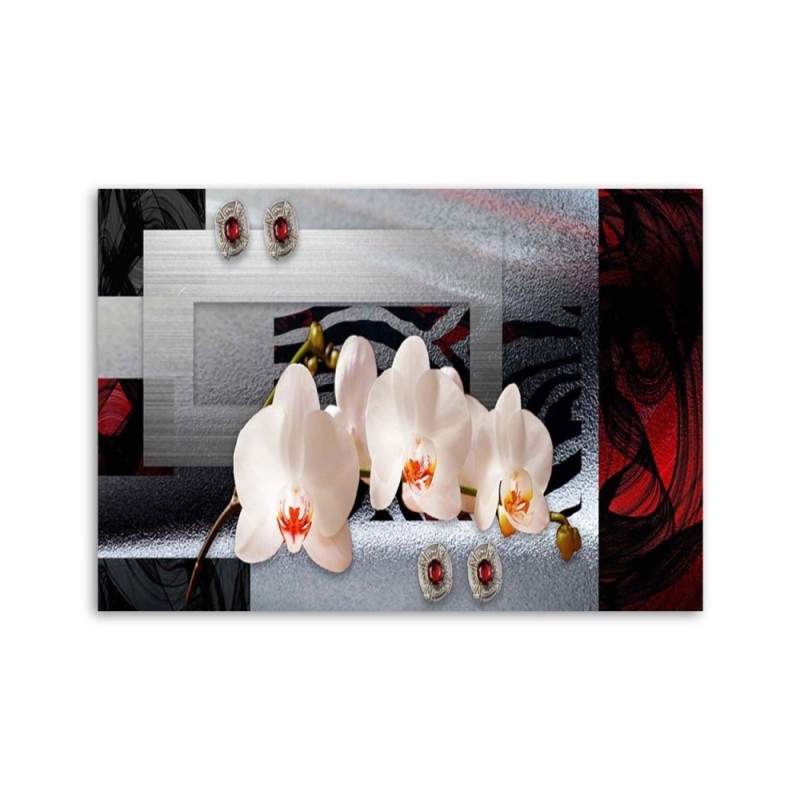 Bild - Weiße Orchidee auf geometrischem Hintergrund | Feeby