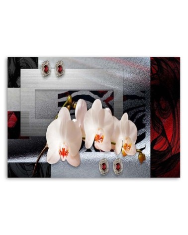 Bild - Weiße Orchidee auf geometrischem Hintergrund | Feeby