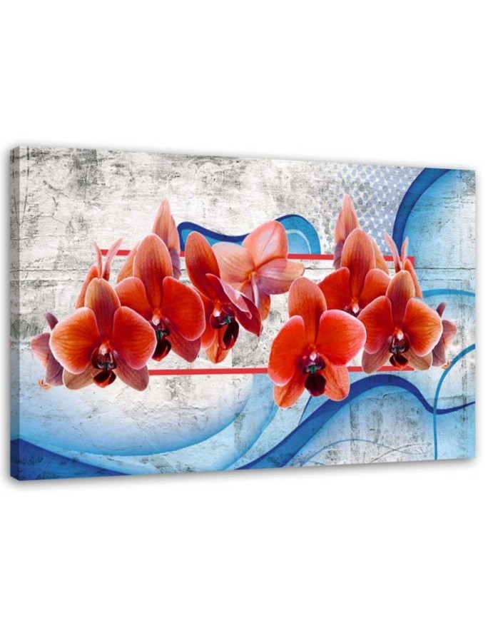 Modernes Wandbild - Rote Orchideenblüten | Feeby