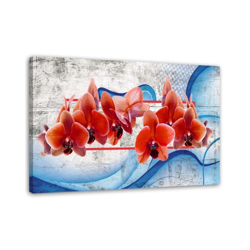 Modernes Wandbild - Rote Orchideenblüten | Feeby