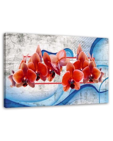 Modernes Wandbild - Rote Orchideenblüten | Feeby
