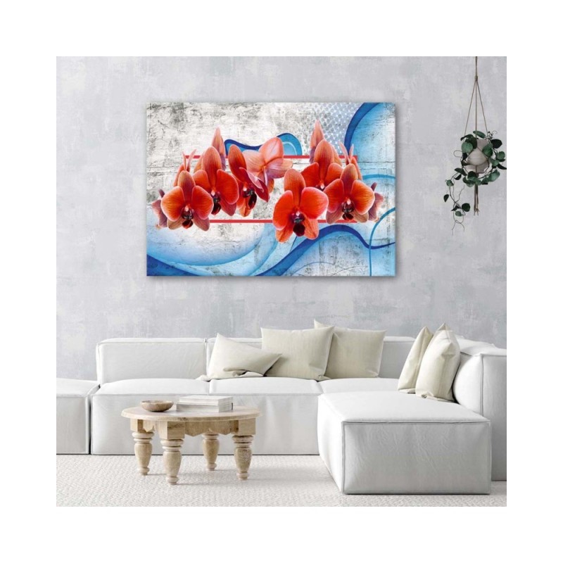 Modernes Wandbild - Rote Orchideenblüten | Feeby