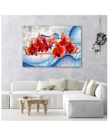 Modernes Wandbild - Rote Orchideenblüten | Feeby