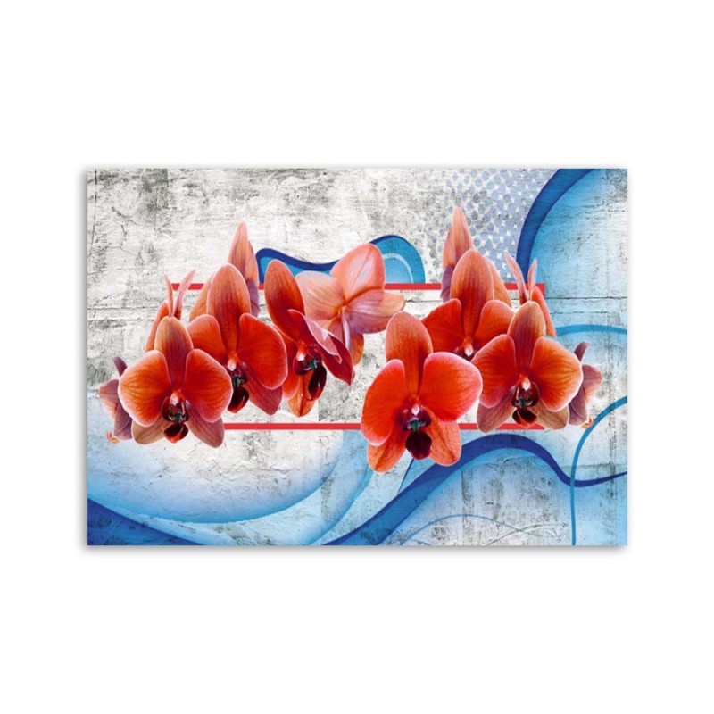 Modernes Wandbild - Rote Orchideenblüten | Feeby