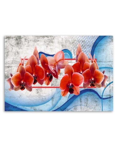 Modernes Wandbild - Rote Orchideenblüten | Feeby