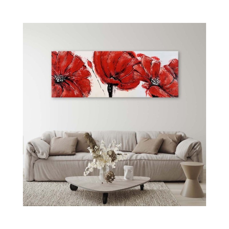 Dekoratives Leinwandbild - 3 rote Mohnblumen | Feeby
