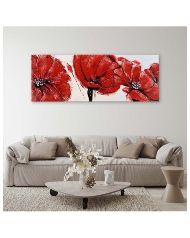 Dekoratives Leinwandbild - 3 rote Mohnblumen | Feeby