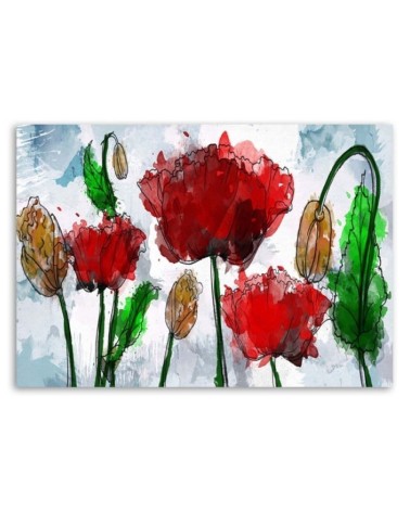 Leinwandbild - Mohnblumen in Aquarell gemalt | Feeby