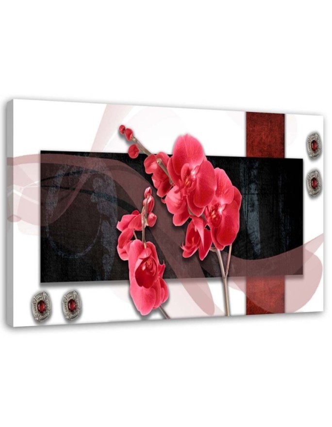 Bild auf Leinwand - Rote Komposition mit Orchidee | Feeby