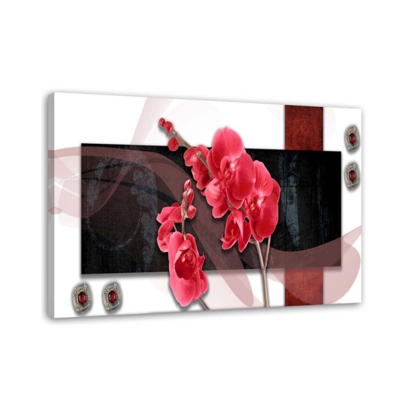 Bild auf Leinwand - Rote Komposition mit Orchidee | Feeby