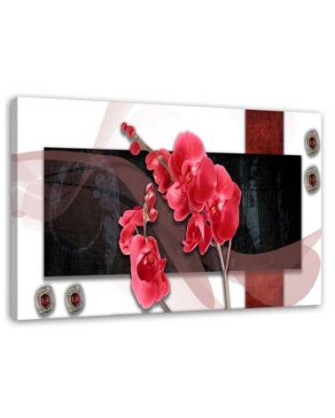 Bild auf Leinwand - Rote Komposition mit Orchidee | Feeby
