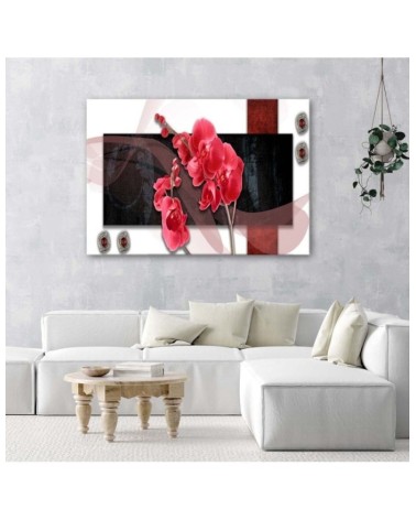 Bild auf Leinwand - Rote Komposition mit Orchidee | Feeby