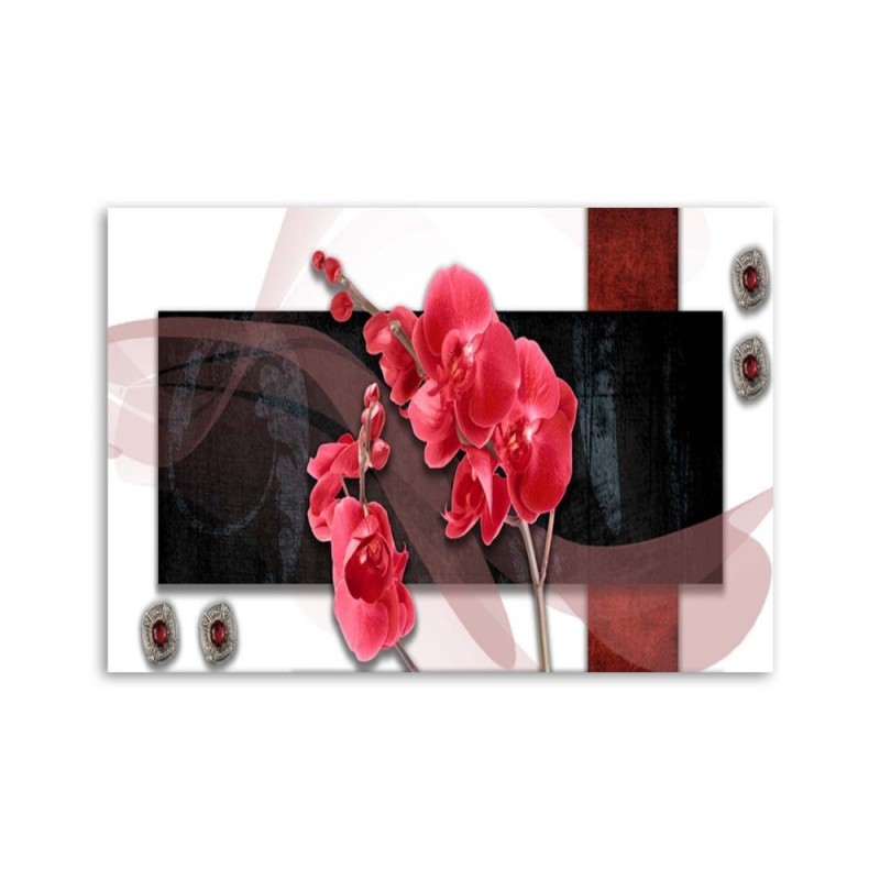 Bild auf Leinwand - Rote Komposition mit Orchidee | Feeby