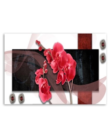 Bild auf Leinwand - Rote Komposition mit Orchidee | Feeby