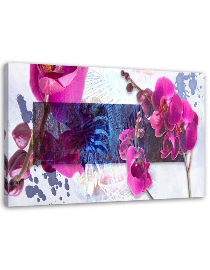 Leinwandbild - Geometrische Abstraktion mit Orchidee | Feeby