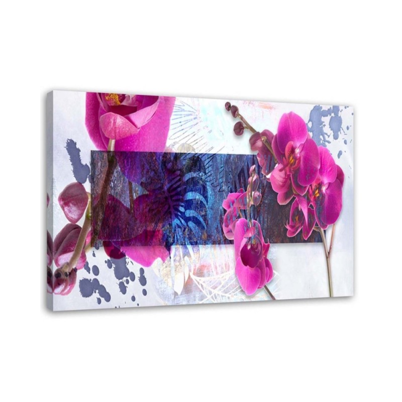 Leinwandbild - Geometrische Abstraktion mit Orchidee | Feeby