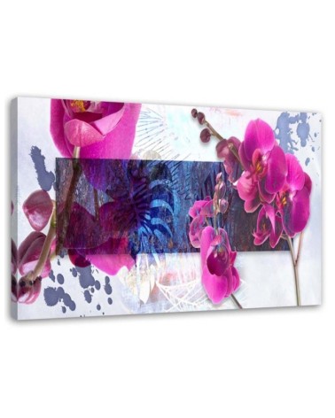Wall Canvas painting - Geometric abstraction with purple orchid | FEEBY