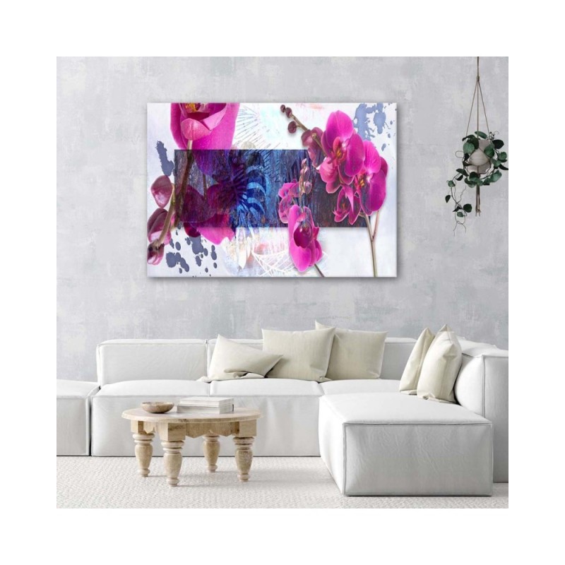 Leinwandbild - Geometrische Abstraktion mit Orchidee | Feeby