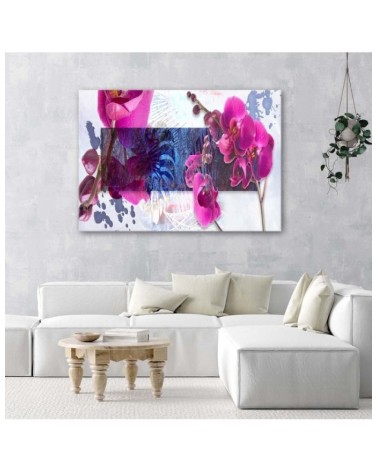 Leinwandbild - Geometrische Abstraktion mit Orchidee | Feeby