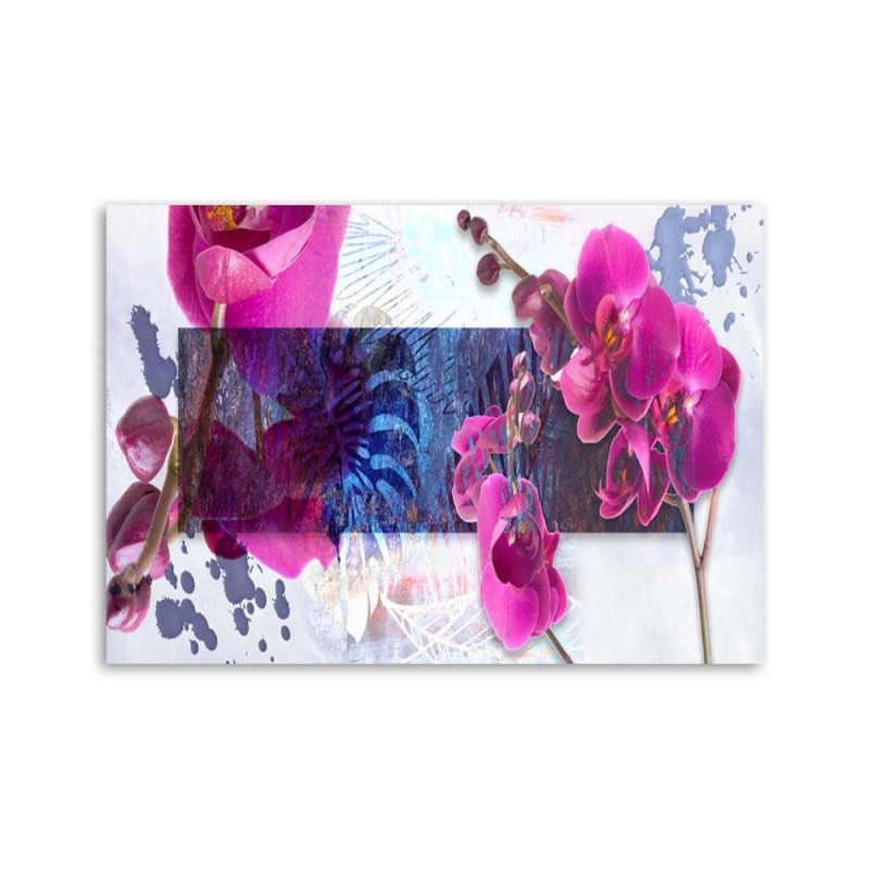 Leinwandbild - Geometrische Abstraktion mit Orchidee | Feeby