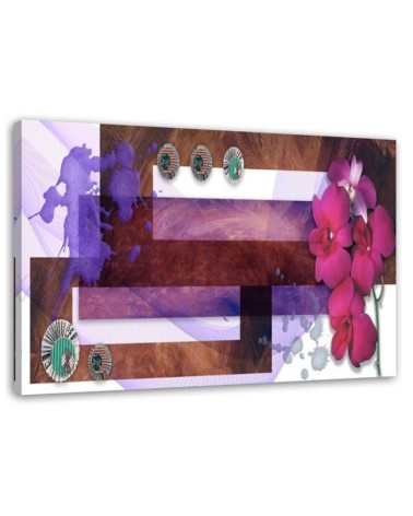 Decorative Canvas painting - Geometric composition with purple orchid | FEEBY