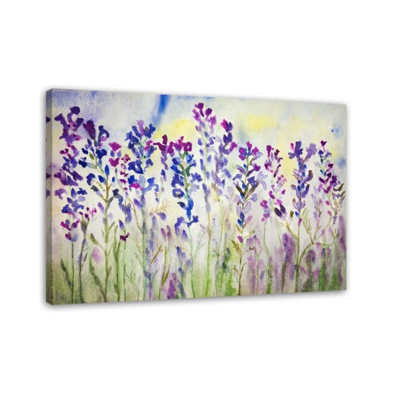 Modern Canvas painting for living room - Purple flowers in a meadow | FEEBY