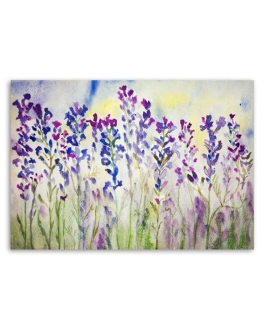 Leinwandbild - Lila Blumen auf einer Wiese | Feeby