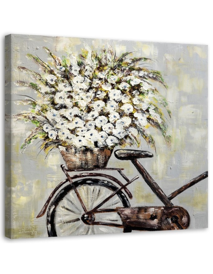 Modernes Wandbild - Blumenstrauß und ein Fahrrad | Feeby