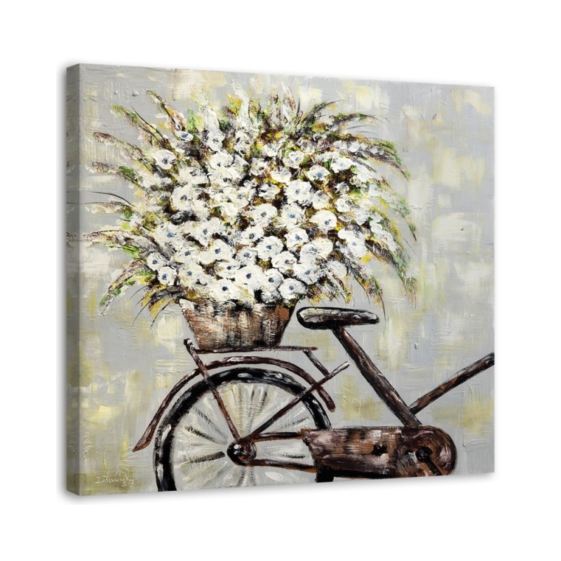 Modernes Wandbild - Blumenstrauß und ein Fahrrad | Feeby