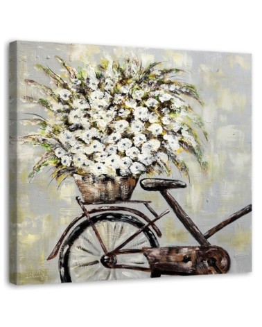 Modern wall art painting - Bouquet of flowers and bicycle | FEEBY