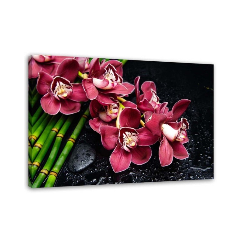 Leinwandbild - Orchidee auf Bambus | Feeby