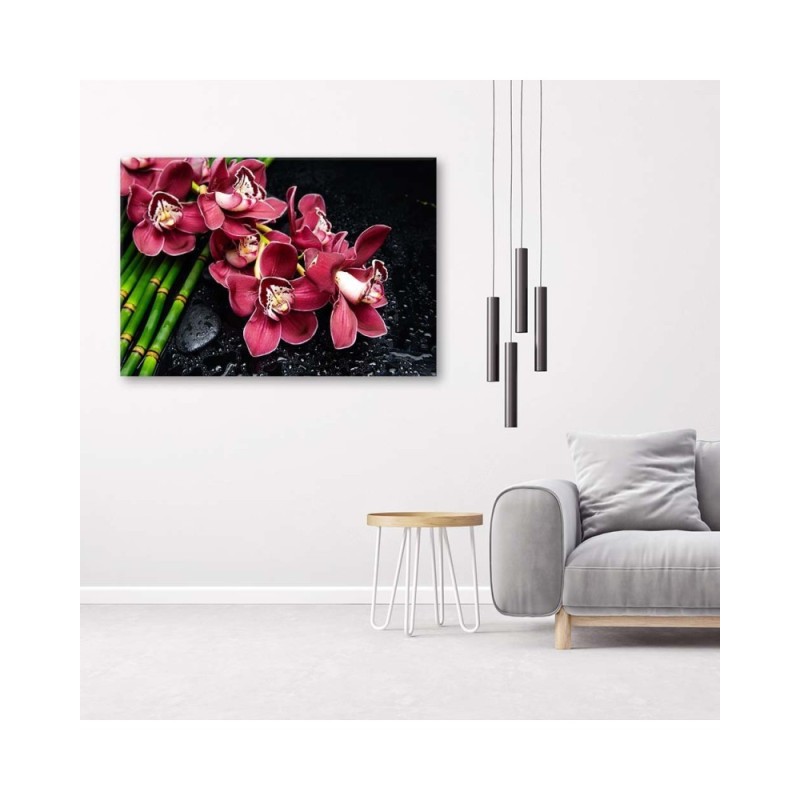 Leinwandbild - Orchidee auf Bambus | Feeby