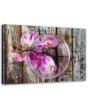 Orchid on a background of boards - Canvas print for the living room | FEEBY