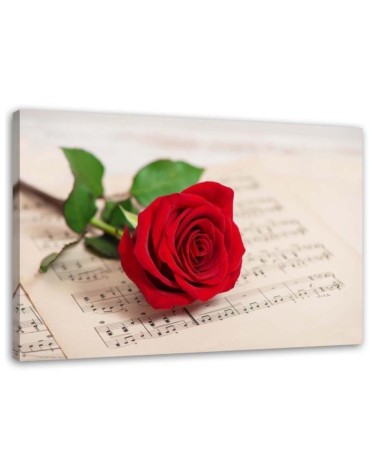 Leinwandbild - Rose auf einem Zettel | Feeby