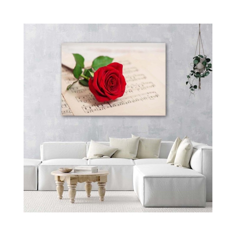 Leinwandbild - Rose auf einem Zettel | Feeby