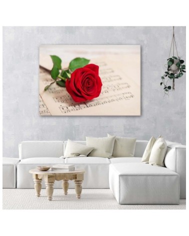 Leinwandbild - Rose auf einem Zettel | Feeby