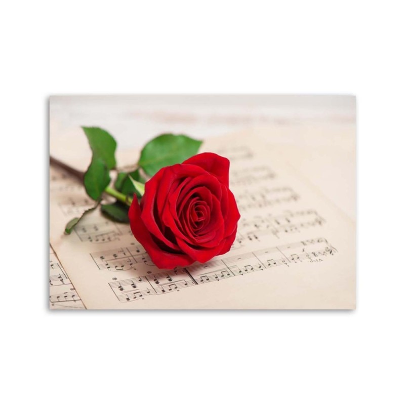 Leinwandbild - Rose auf einem Zettel | Feeby