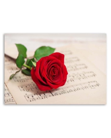 Leinwandbild - Rose auf einem Zettel | Feeby