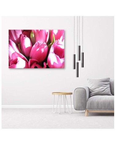Leinwandbild - Blumenstrauß aus rosa Tulpen | Feeby