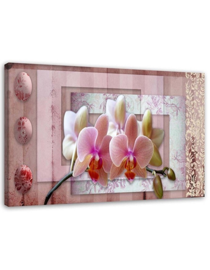 Wandbild für Wohnzimmer - Rosa Vintage-Orchidee | Feeby