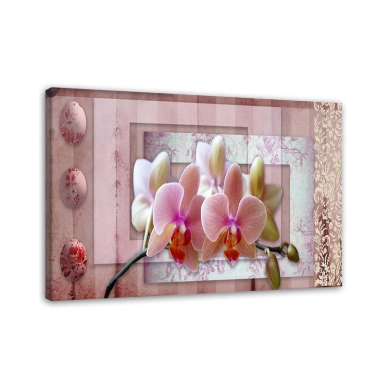 Wandbild für Wohnzimmer - Rosa Vintage-Orchidee | Feeby